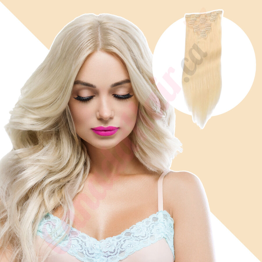 Bleach Blonde 613 Clip in Hair Extensions Synthetic Hair